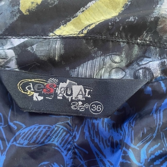 DESIGUAL funky print light belted trench coat jacket wind rain 36 XS/S - Picture 6 of 8